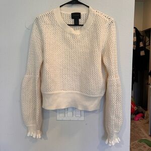 Magaschoni 100% Wool Textured Knit Sweater – Cream, Size L